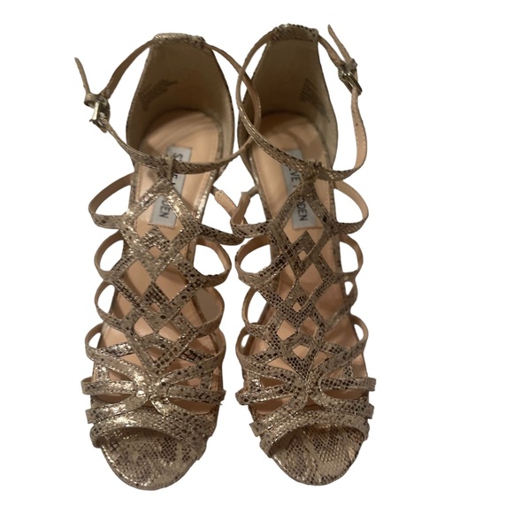 Steve Madden Metallic Gold Daacia Snakeskin Stilleto Heel Shoe Size 9.5 - Picture 2 of 6